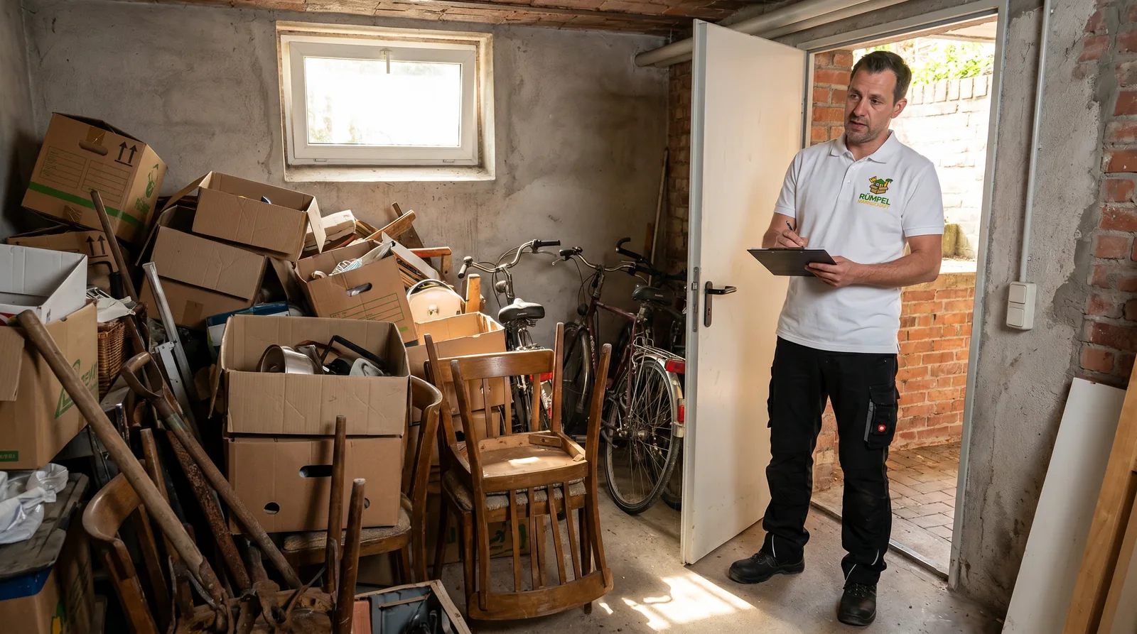 Vollgestellter Keller vor der Entrümpelung in Korschenbroich