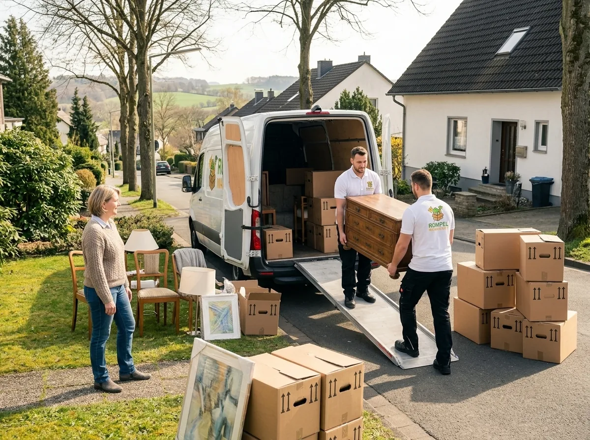 Verladung von Möbeln in den Rümpelmannschaft-Transporter in Mettmann