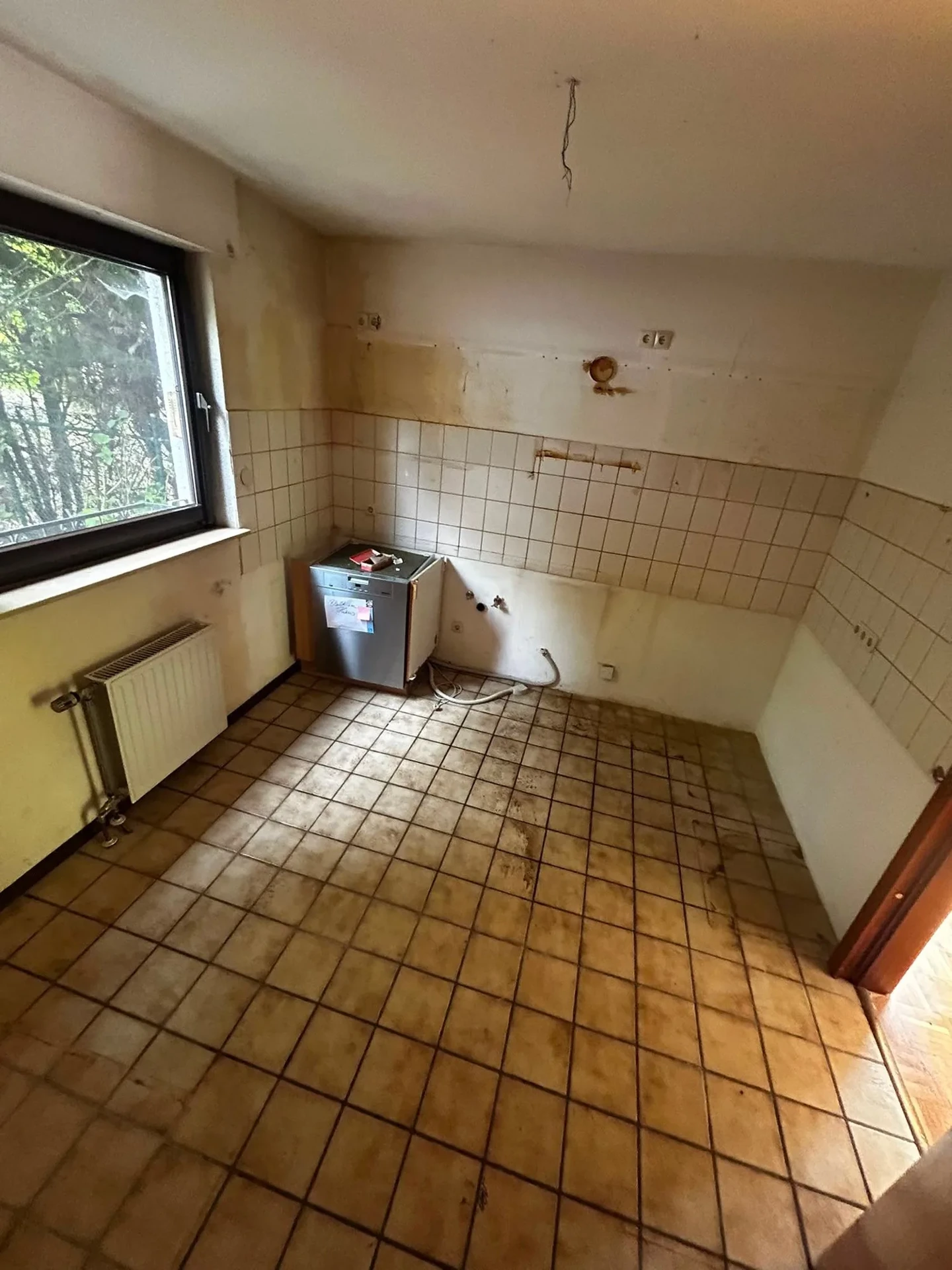 Leergeräumte Küche nach der Entrümpelung in Duisburg - Nachher-Foto besenrein