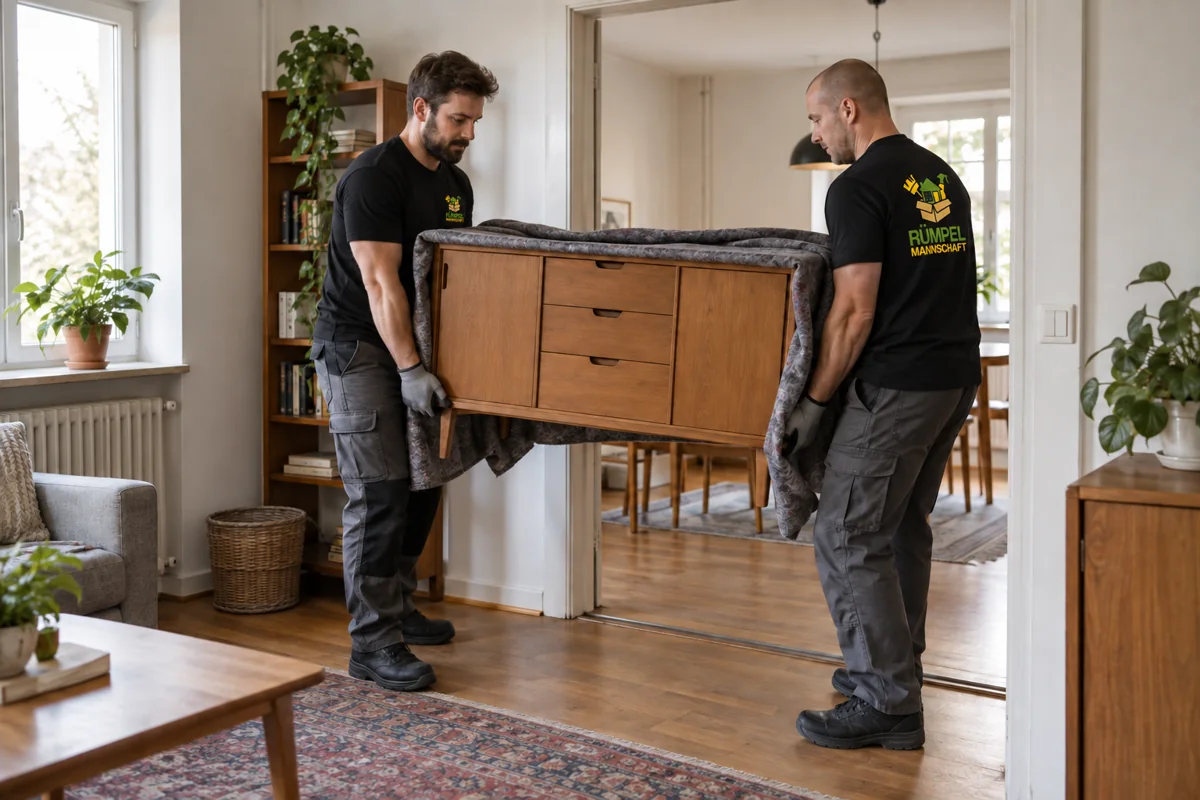 Möbel geschützt aus einer Wohnung tragen, KI-generiertes Symbolbild
