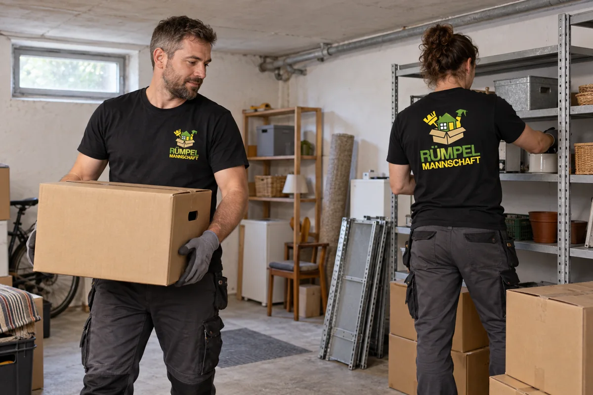 Kartons und Inventar im Keller für die Räumung vorbereiten, KI-generiertes Symbolbild
