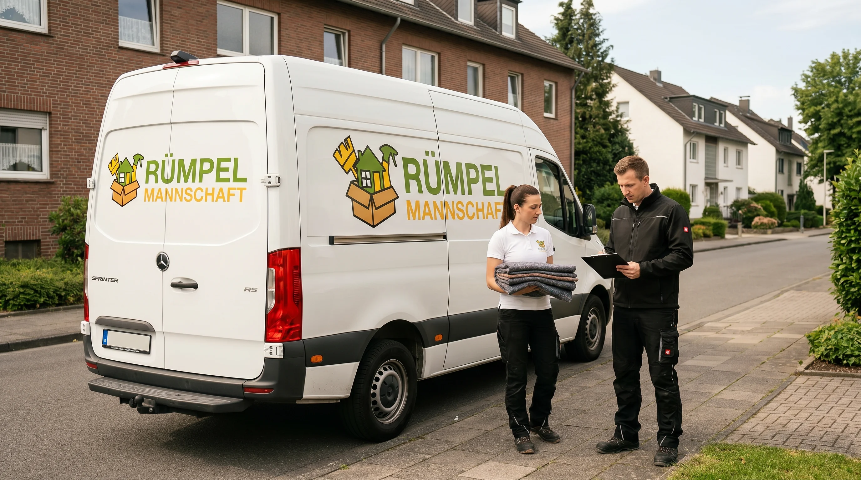 Rümpelmannschaft Team mit Transporter für zuverlässige Entrümpelung in Haan