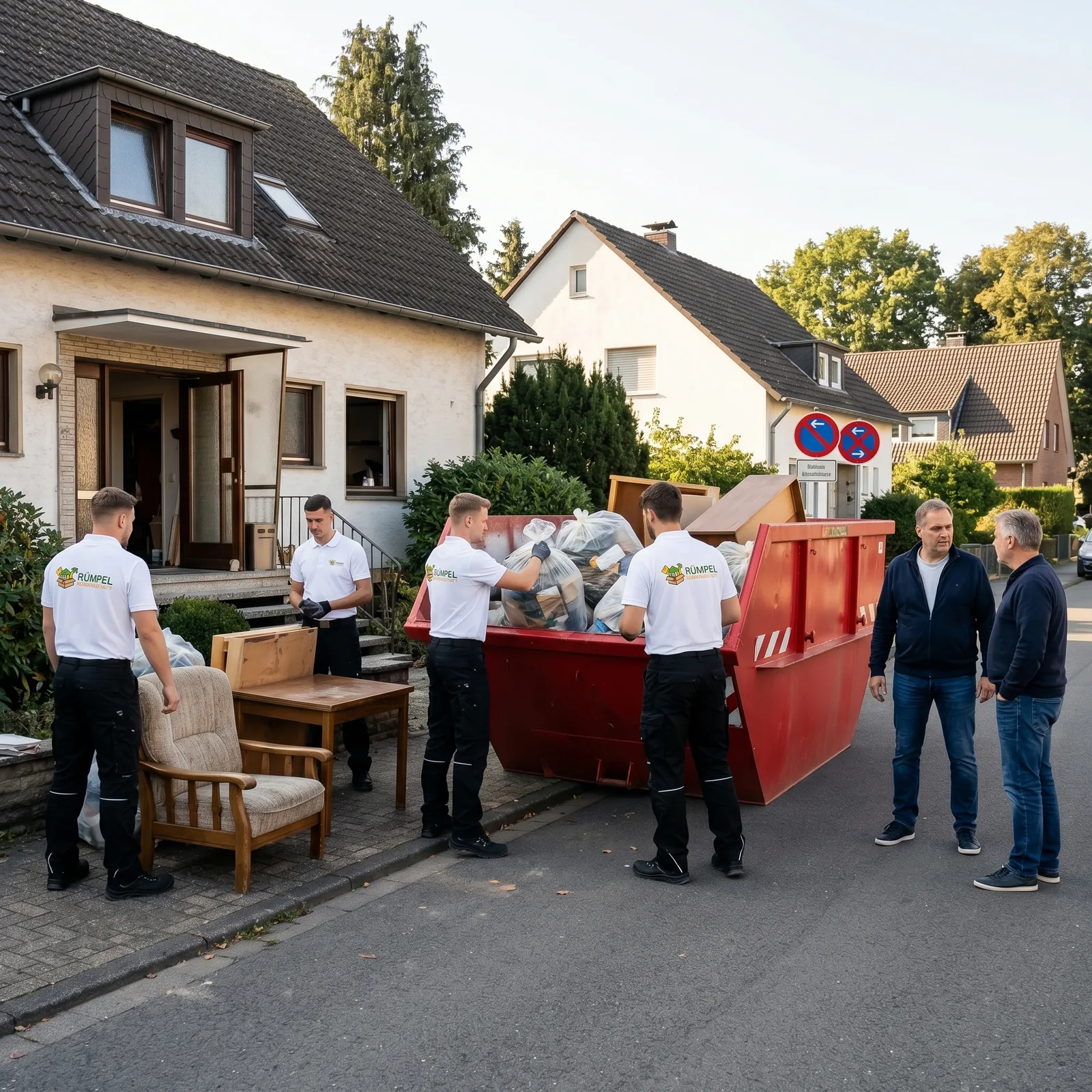 Eingespieltes Team räumt einen kompletten Haushalt mit Container in NRW