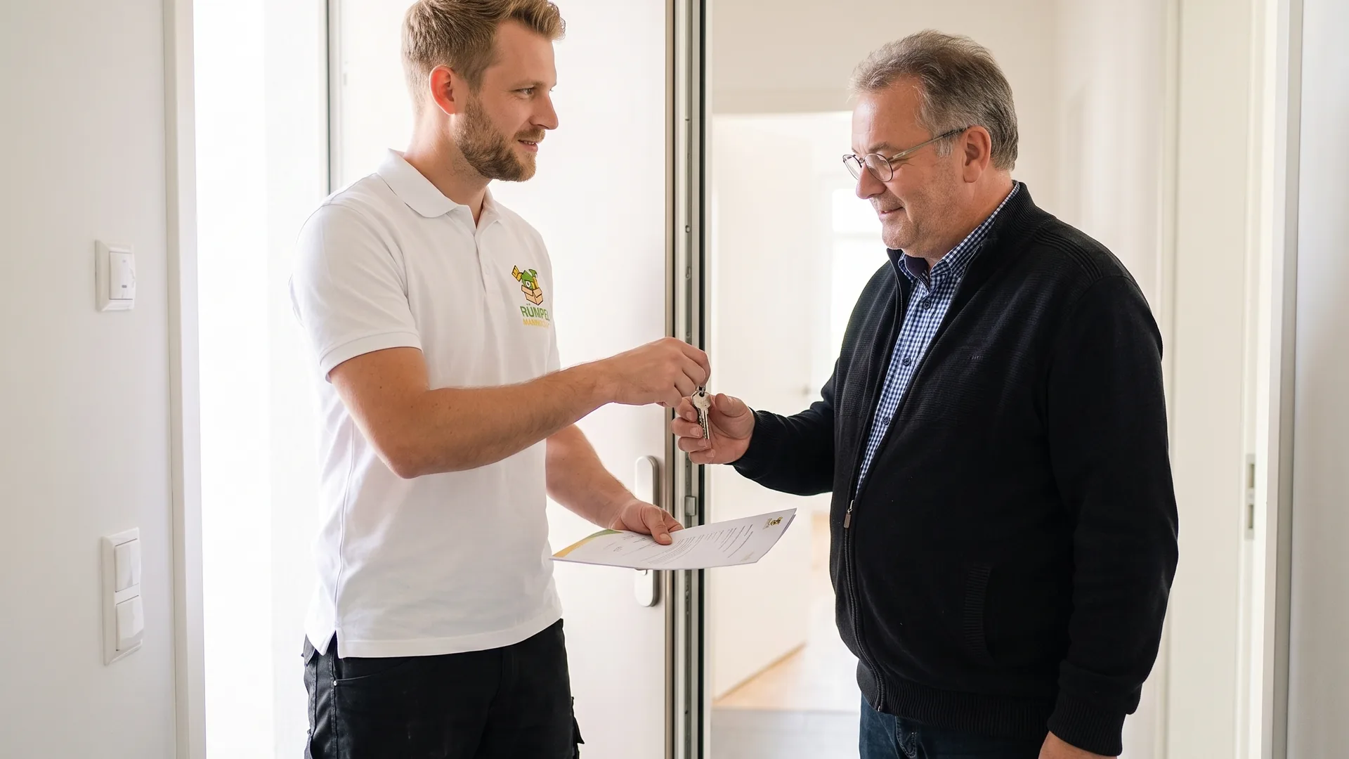 Besenreine Übergabe der leeren Wohnung mit Inspektions-Klemmbrett in Heinsberg