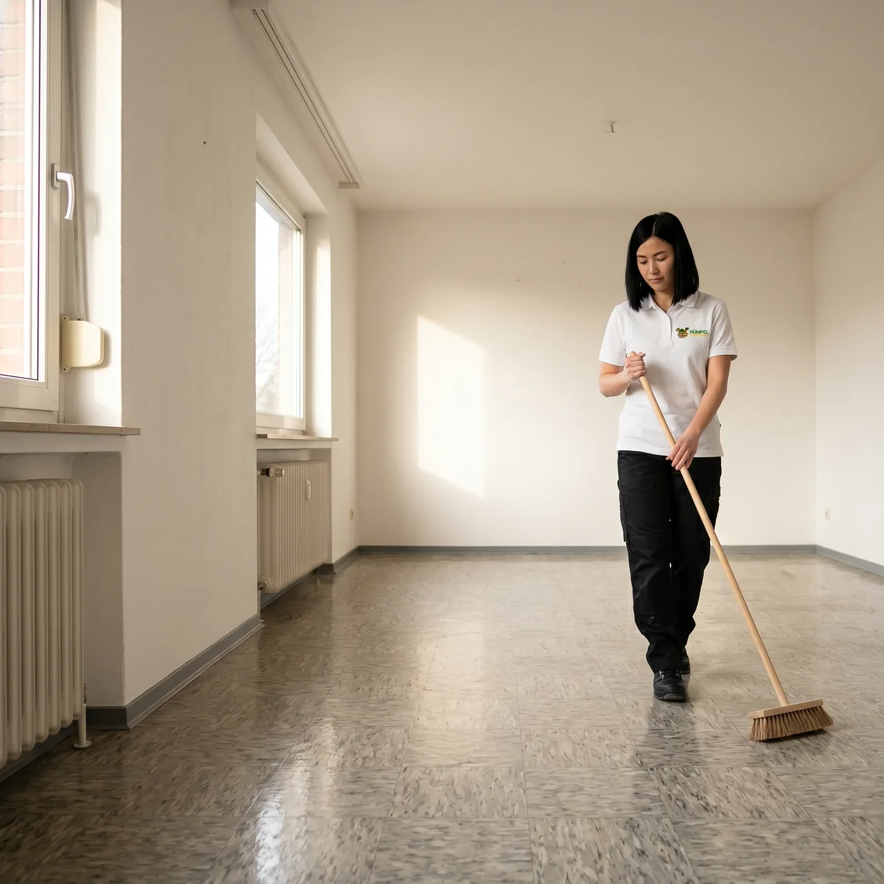 Besenrein gekehrte, leere Wohnung nach der Entrümpelung in Kleve