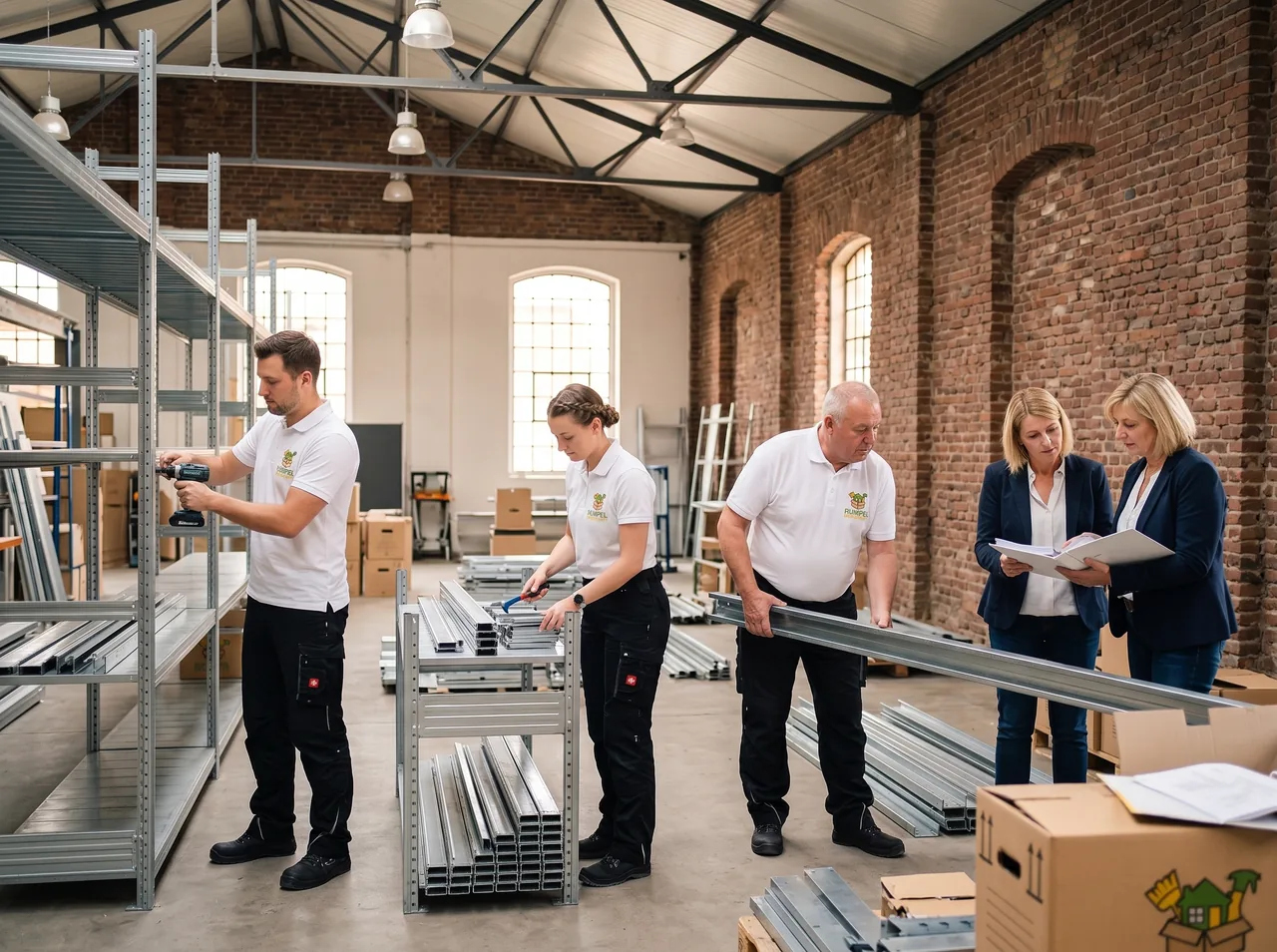 Firmenauflösung mit Regalabbau in einer Halle in Kleve