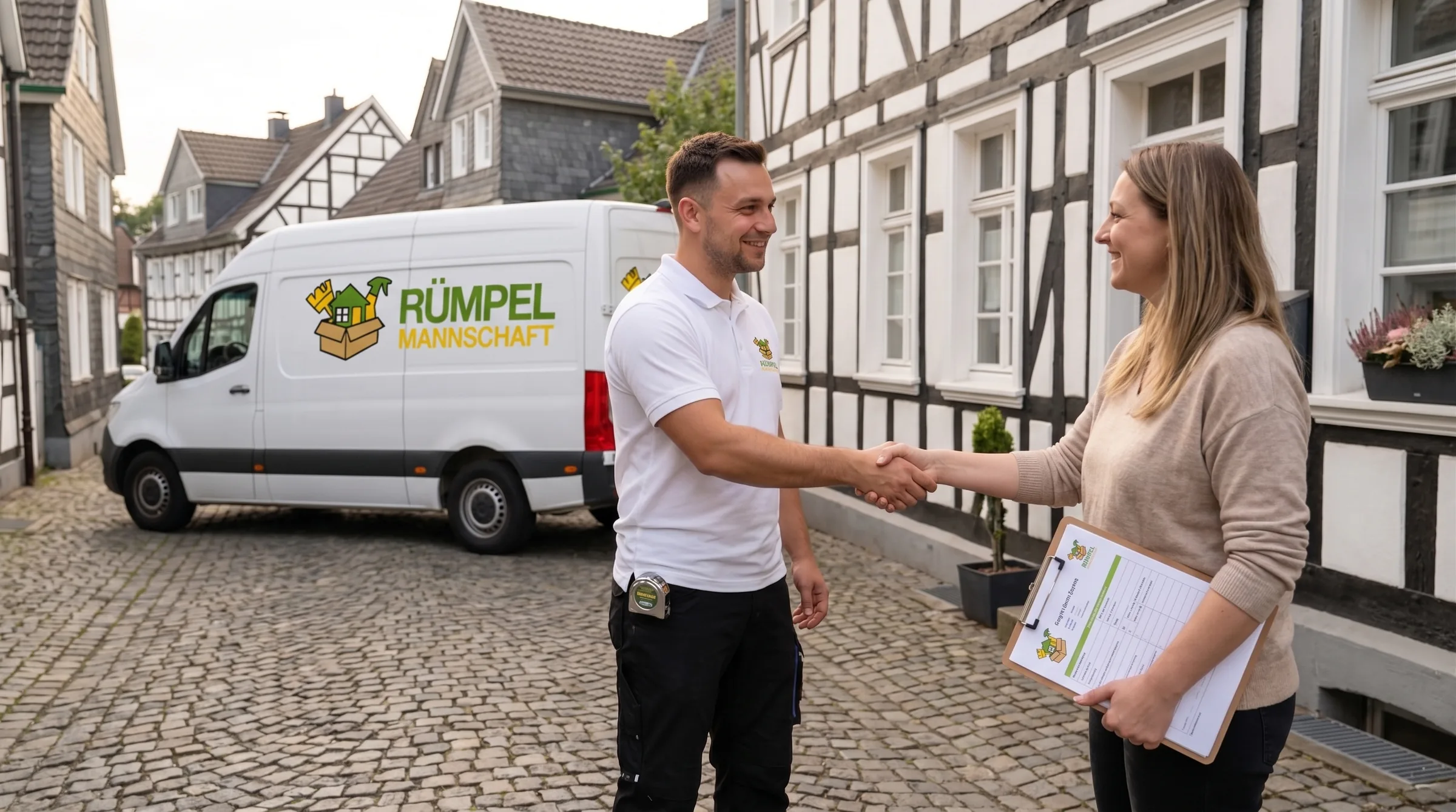 Unverbindliches Festpreisangebot vor Ort mit Klemmbrett in Langenfeld