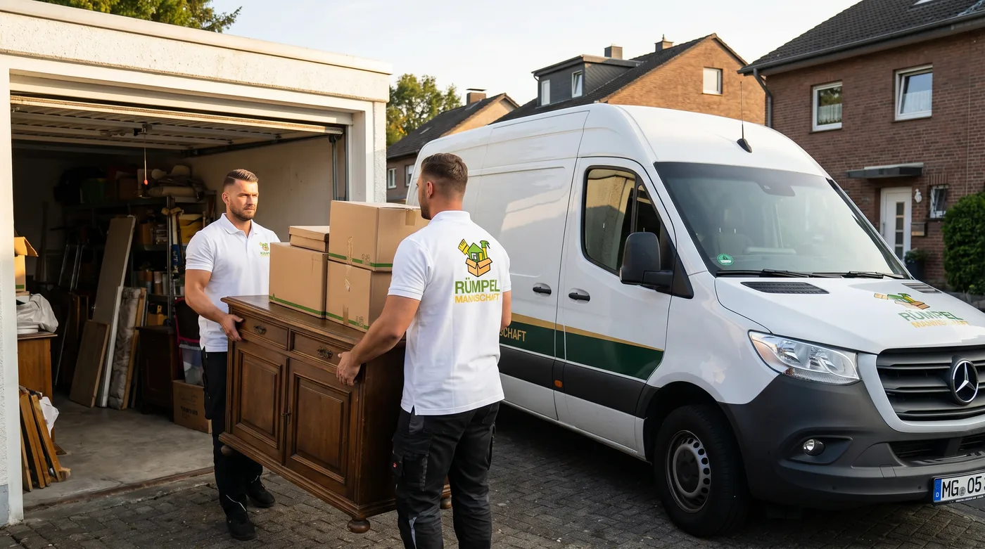 Rümpelmannschaft-Team räumt Garage mit Sprinter in Mönchengladbach