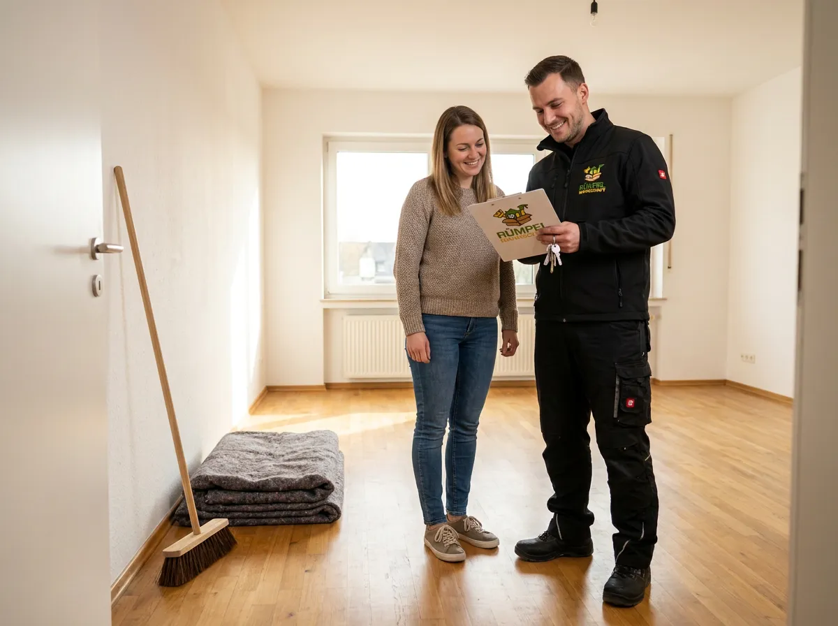 Besenreine Übergabe der leeren Wohnung mit Inspektions-Klemmbrett in Ratingen