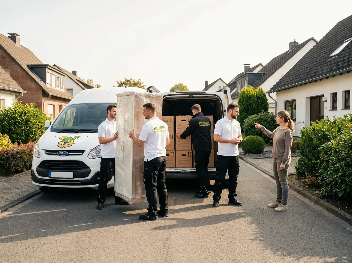 Sperrmüll-Abholung mit Transporter und Hausrat-Beladung in Ratingen
