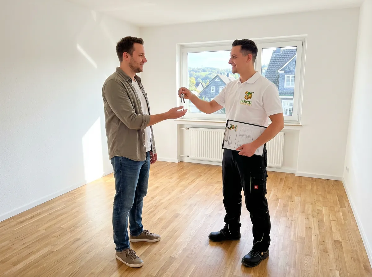 Besenreine Übergabe der leeren Wohnung mit Inspektions-Klemmbrett in Solingen