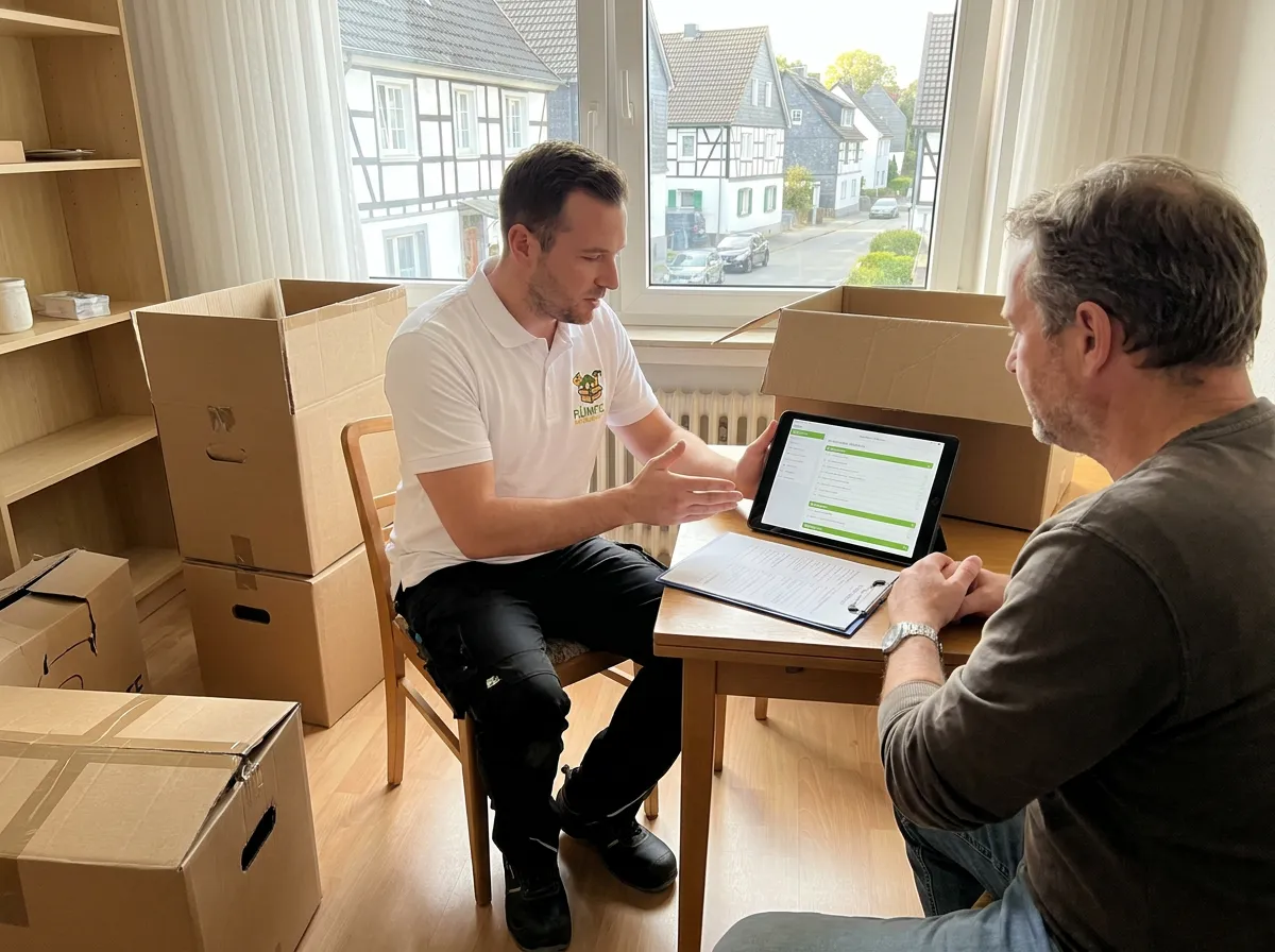 Kostenlose Besichtigung mit Klemmbrett in Solingen für transparente Festpreis-Planung