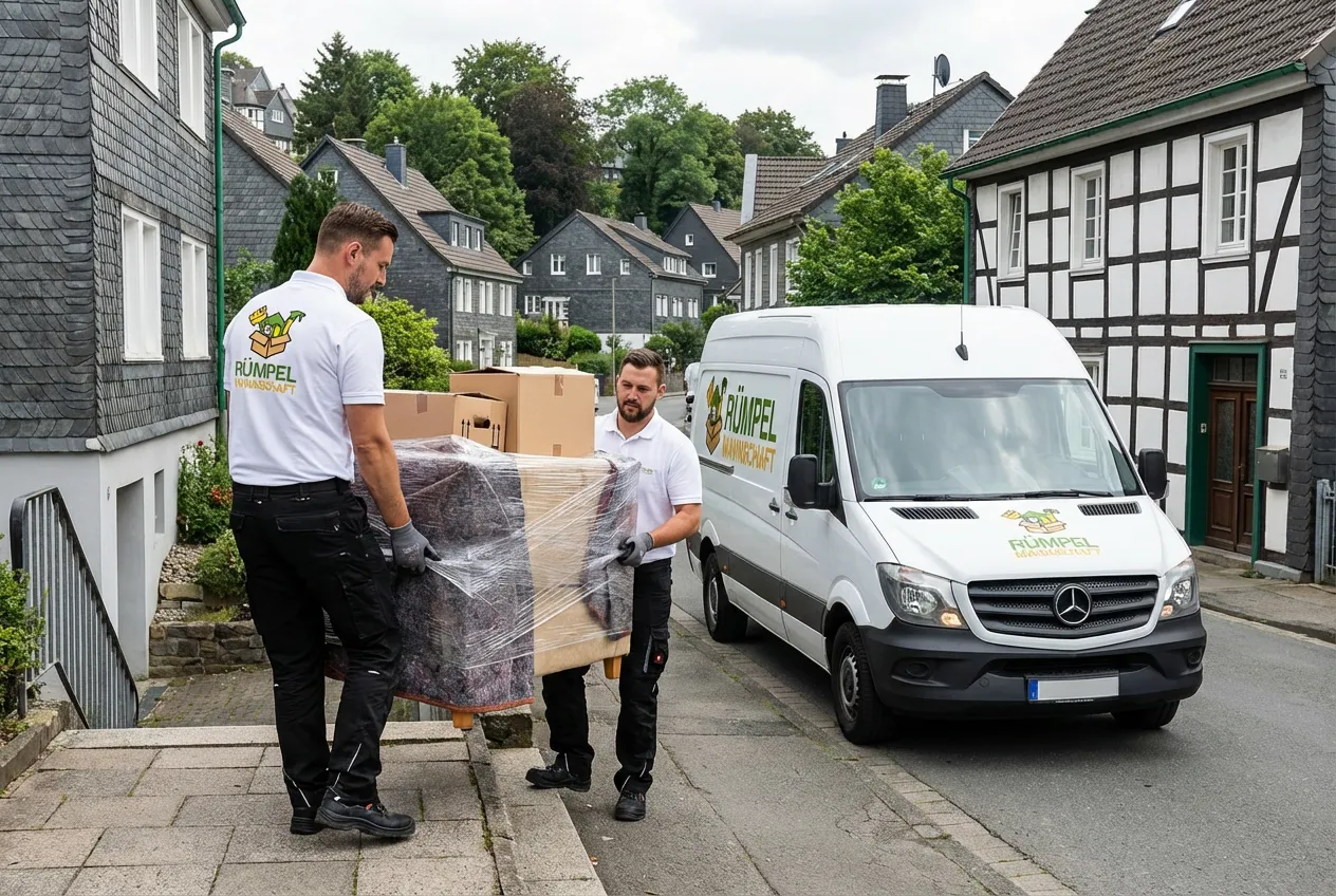 Möbeltransport beim Wuppertaler Umzug mit Helfern aus dem Räumungsteam